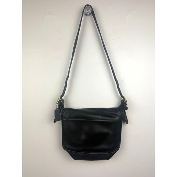 Vintage Coach Black Leather Patricia's Legacy Crossbody Flap Saddle Bag 9951 - Picture 4 of 16